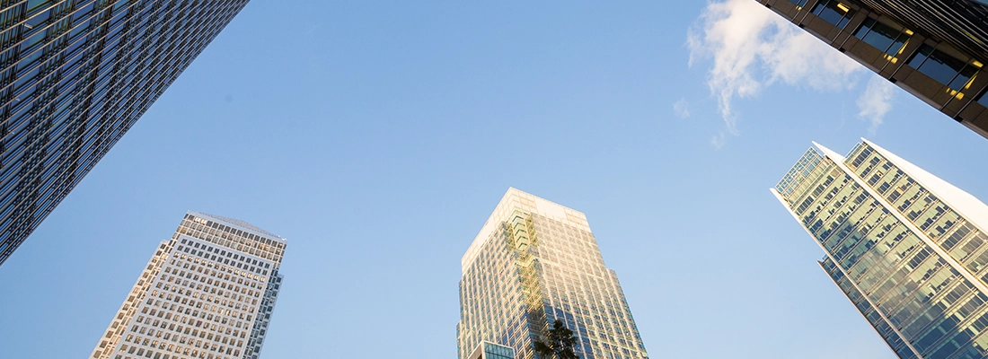 Corporate buildings in a financial district